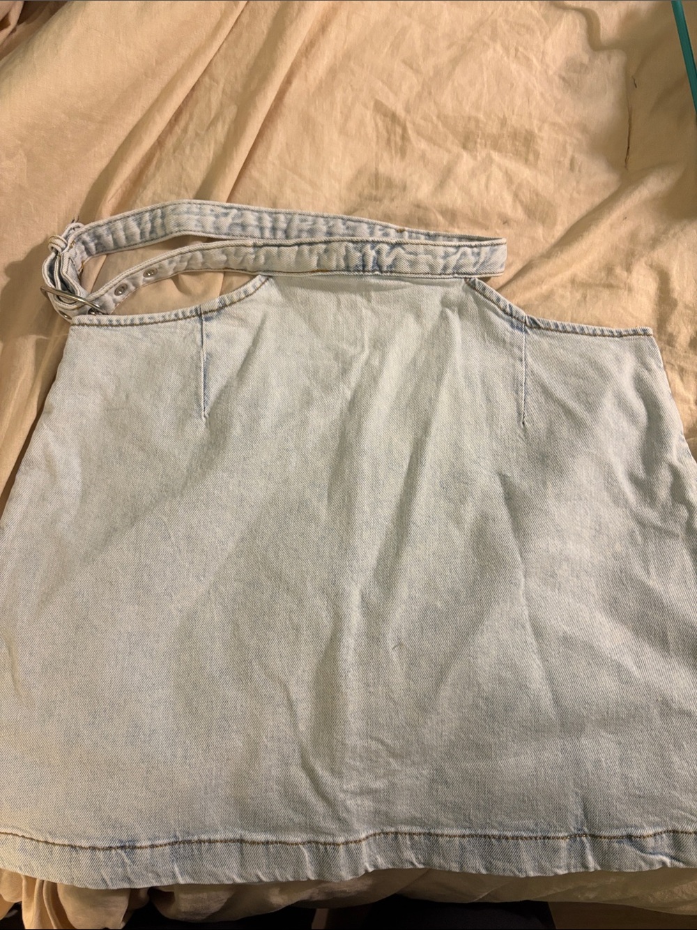 WeWoreWhat Light Blue Denim Mini Skirt with Removable Belt